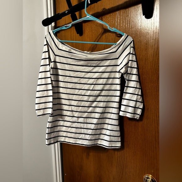 H&M Wide Neck Striped Nautical Top - Picture 1 of 3